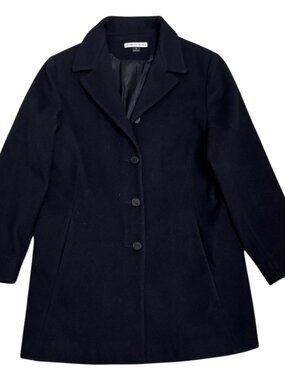 JASON KOLE Black Wool Vintage 90s Luxury Designer Pea Coat Trench Womens Large